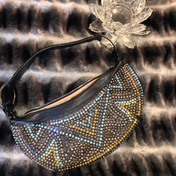 Blue Elegance Handbags - Blue Elegance Studded Crystal purse